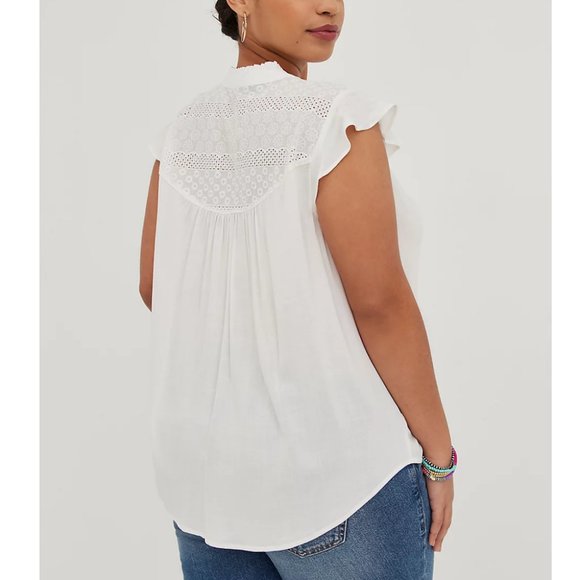 Torrid 3 Flutter Sleeve Peasant Blouse - White 3X 22 24 - Picture 5 of 9